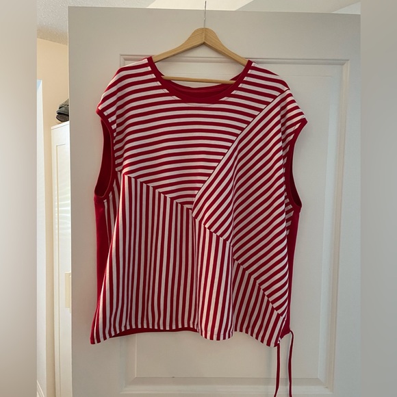 Red and White Striped Alia Short Sleeve Top Size 3x VGUC - Picture 1 of 3